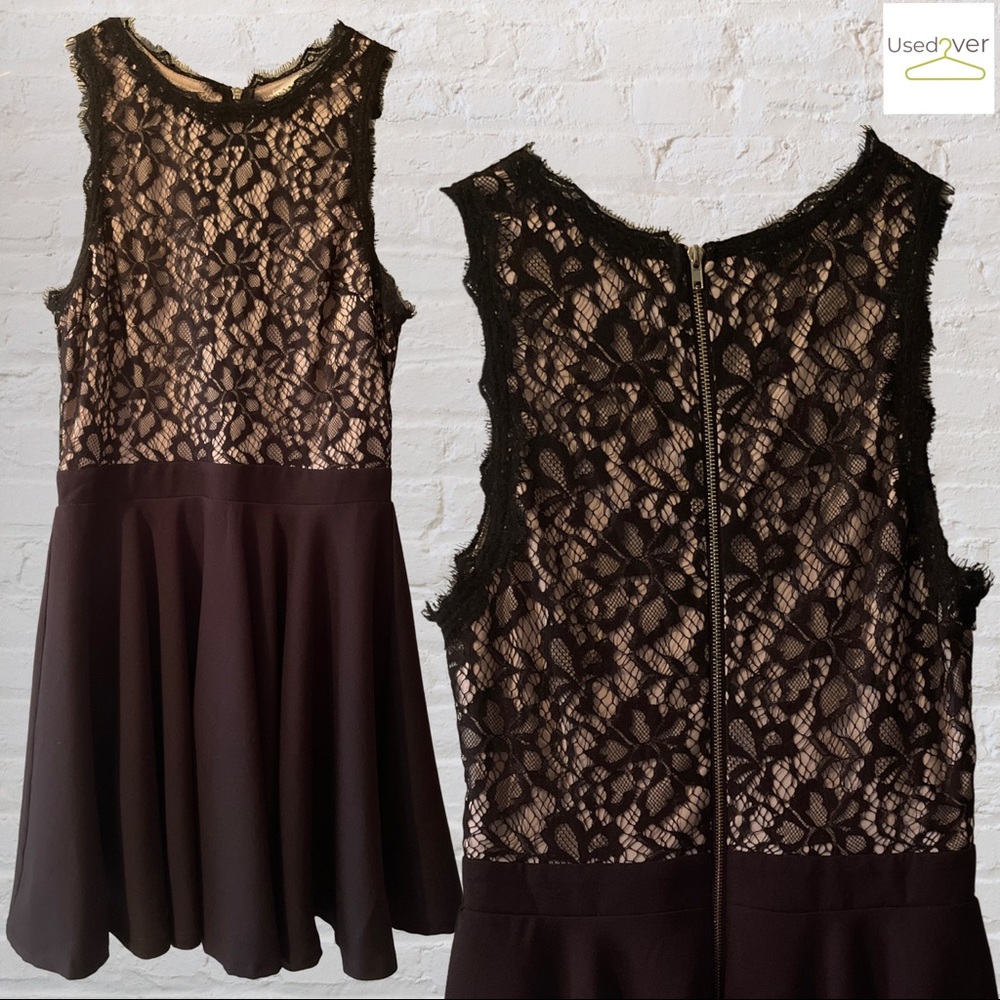Francesca’s black & nude lace top dress. Sz sm